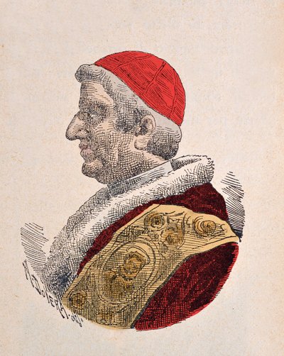 Portret van paus Gregorius XVI (1831-1846) (gravure met latere inkleuring) door Italian School